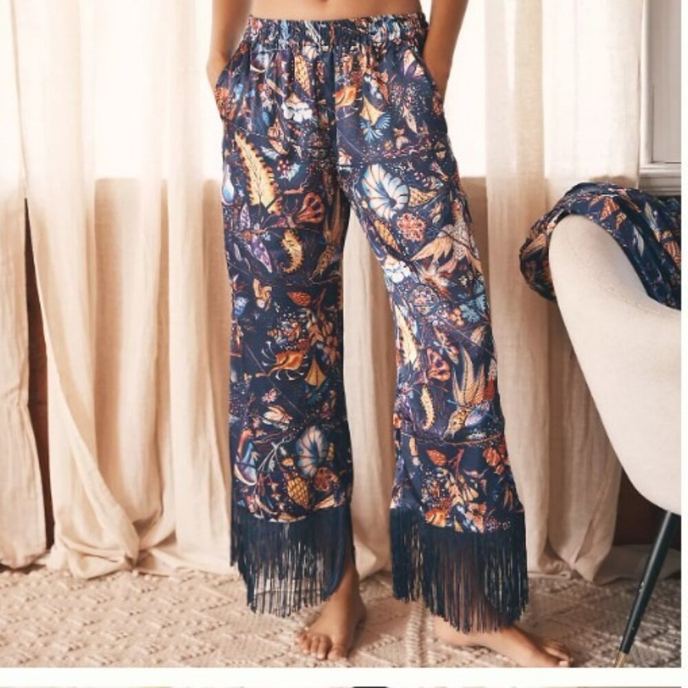 Anthropologie - Judith Schaechter Printed Fringe Pajama Pant - XL
